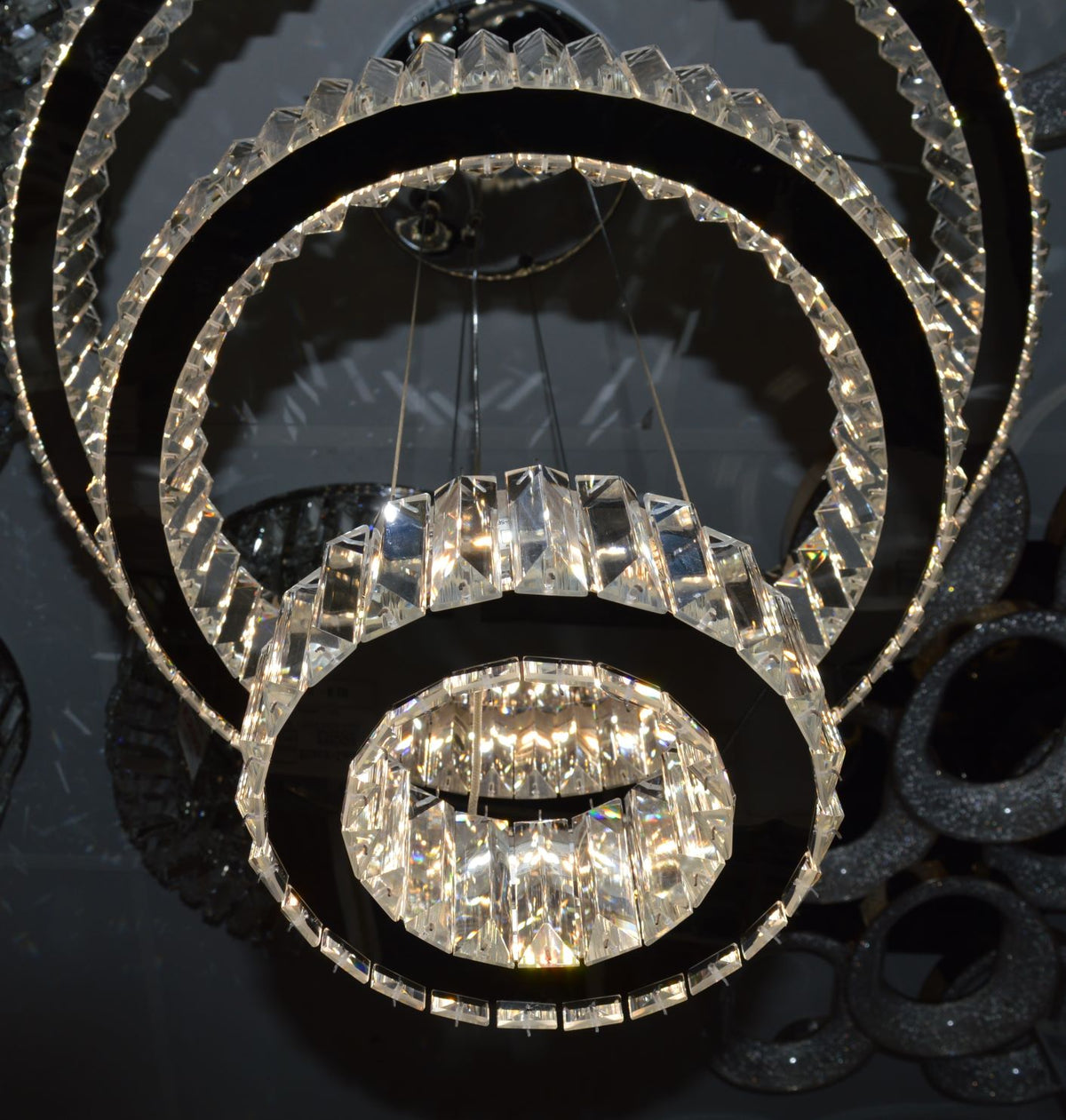 Luxury Modern Crystal Ring Chandelier Ceiling Light – Multi-Tier LED Pendant