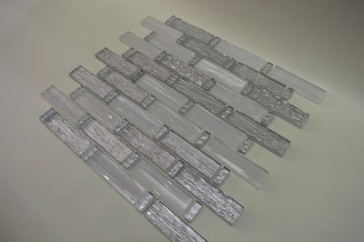 White Silver Foil Glass Mosaic Tile | 1 sheet 300x300x8mm | 11 sheets 1sqm