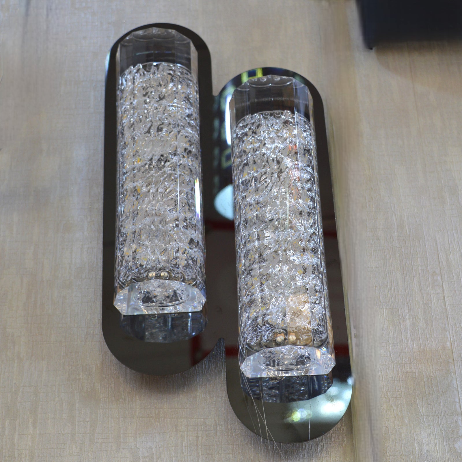 Crystal Glass Black Base LED Wall Light/Wall Lamp with Colour Changing Features-2335-1Bar & 2Bars