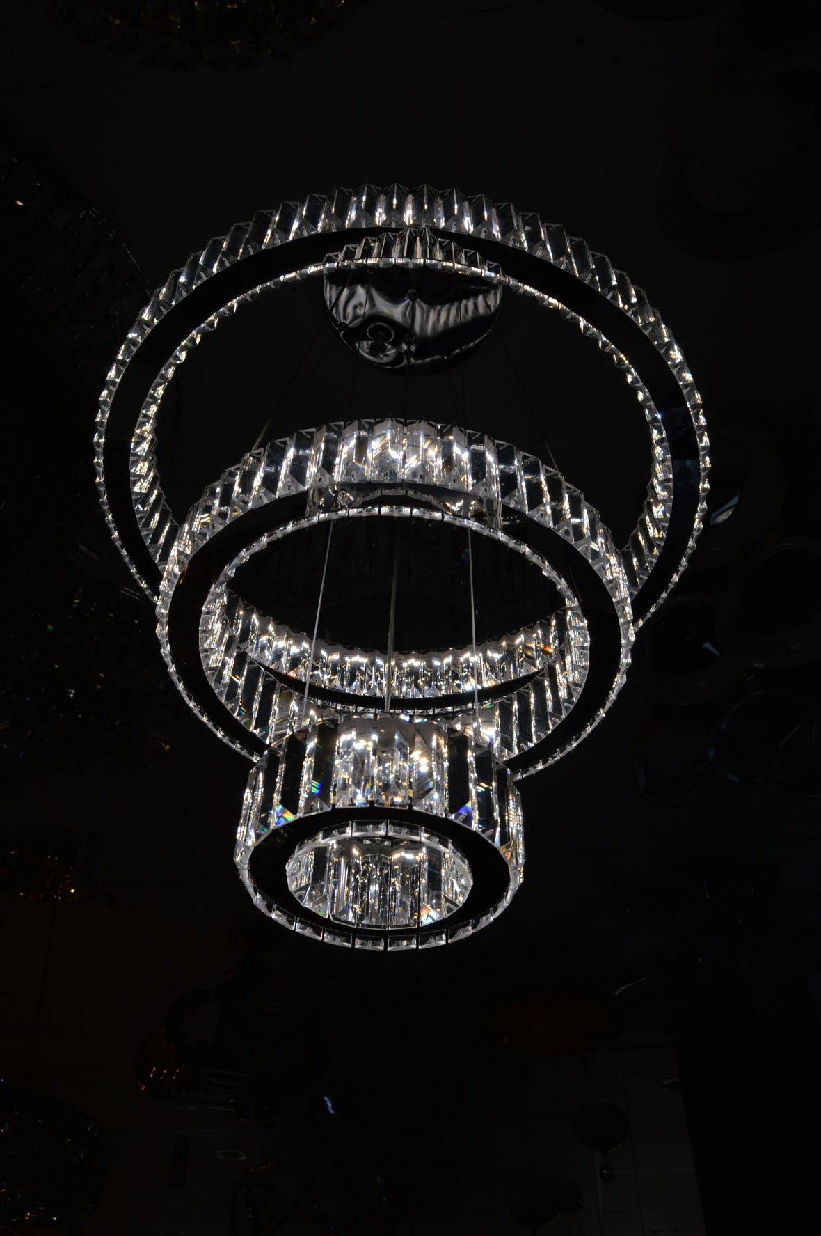 Luxury Modern Crystal Ring Chandelier Ceiling Light – Multi-Tier LED Pendant