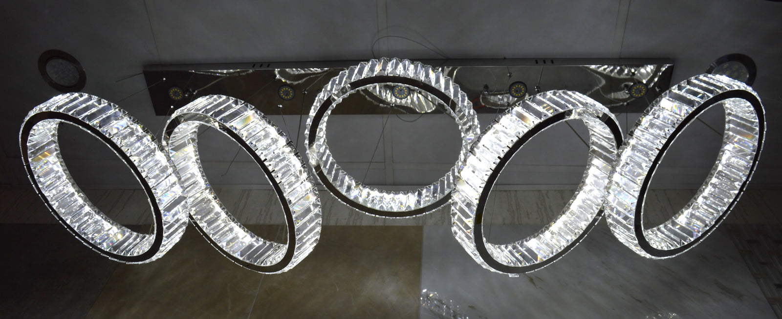 Big Rectangle Pedant 5 Rings Ceiling Light-Colour Changing Hanging-9010-400-5rings-155*60*30