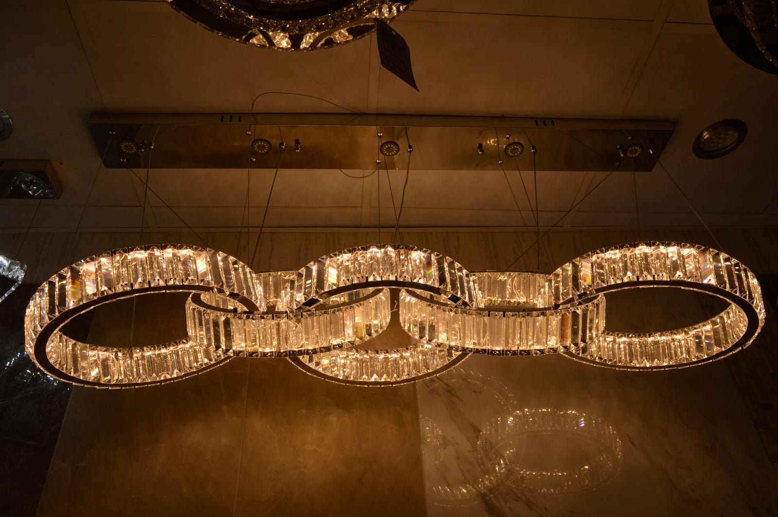 Luxury Triple Ring Crystal LED Chandelier Ceiling Light - Modern Dimmable