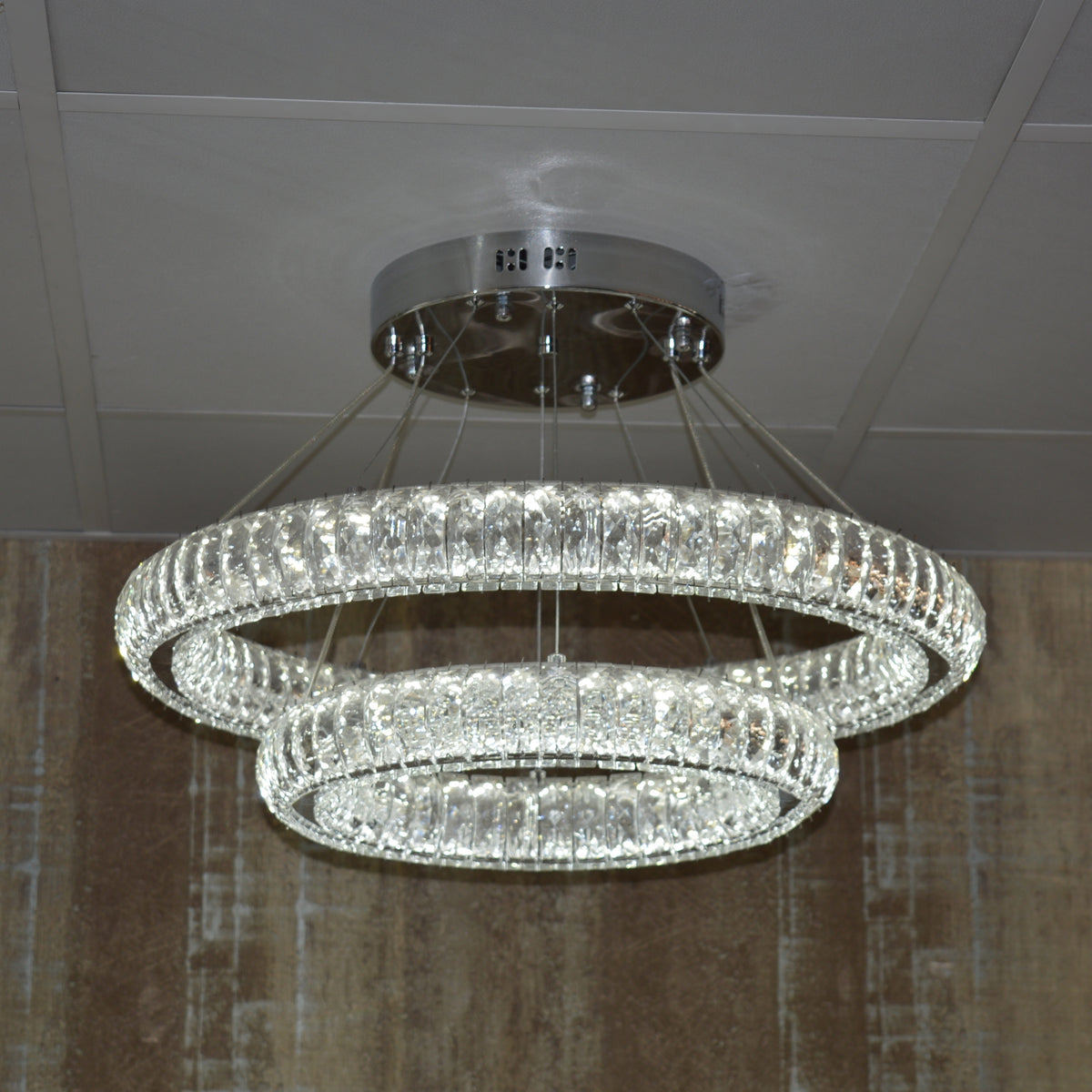 3 & 2 Rings Crystallic LED Chandeliers -Colour Changing Dimmable with Remote Control-8304-600+400 & 8304-700+500+300-Chrome