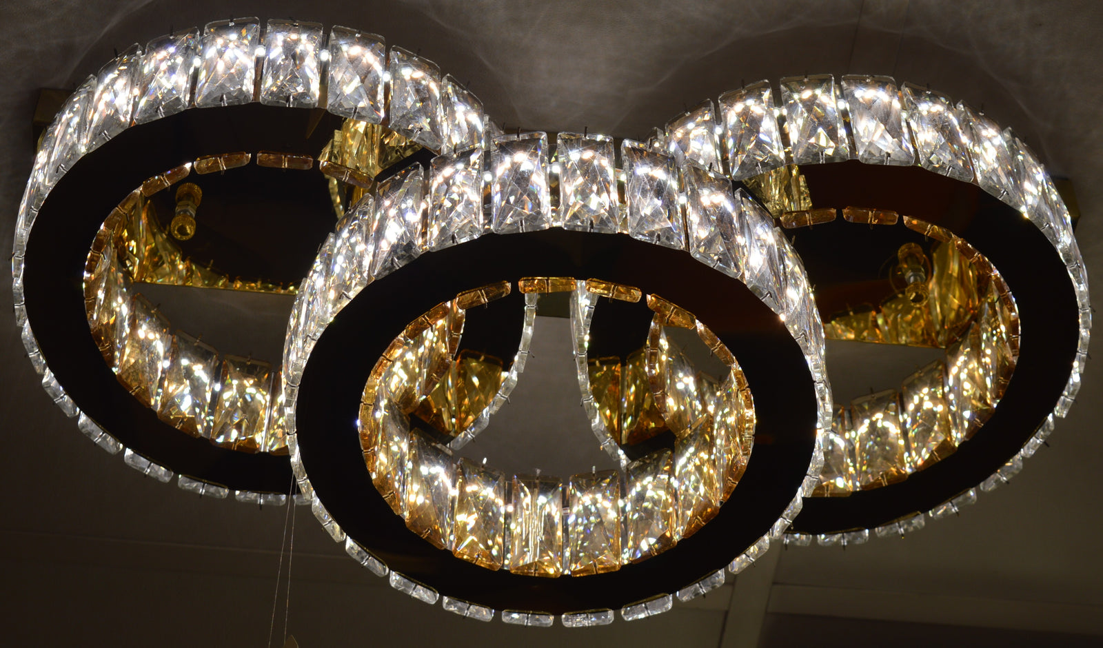 Modern Ceiling LED 03 Ring 3 Color Changing Light 50W Gold Finish