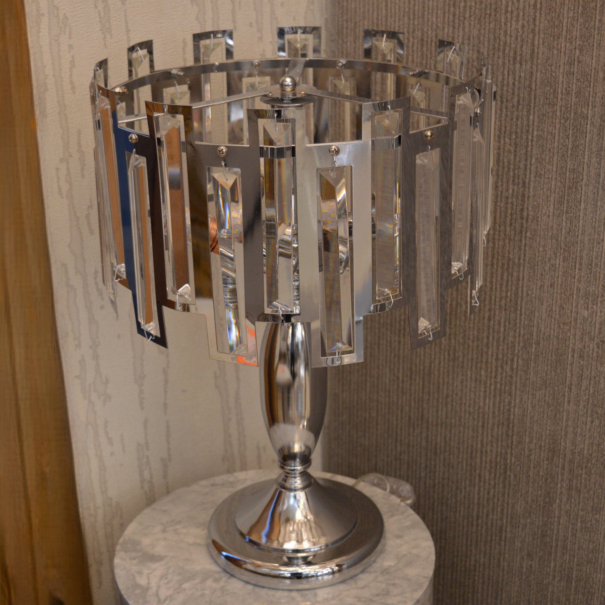Modern Chrome Crystal Table Lamp | Luxury Bedside Desk Lamp | Home Living Room