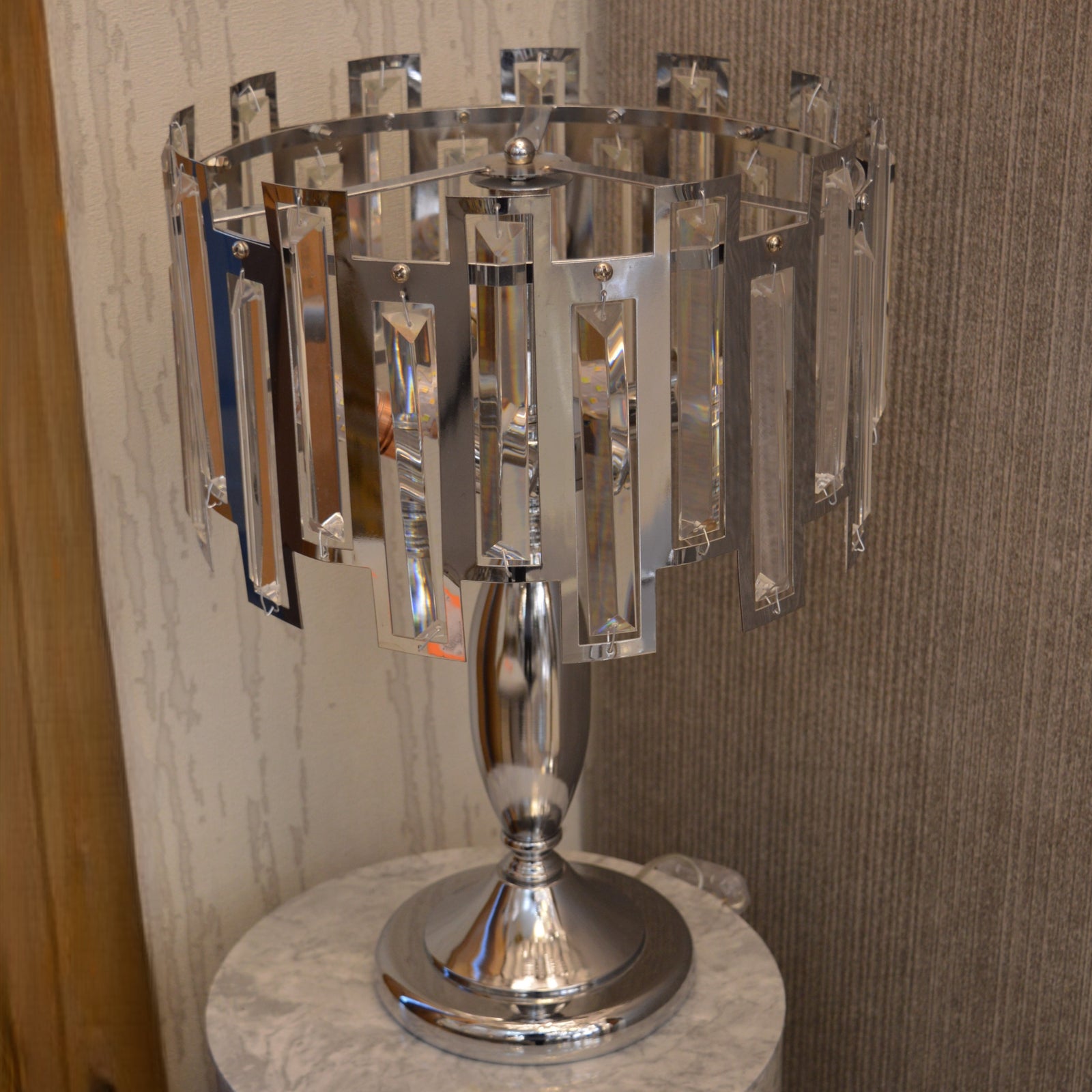 Modern Chrome Crystal Table Lamp | Luxury Bedside Desk Lamp | Home Living Room
