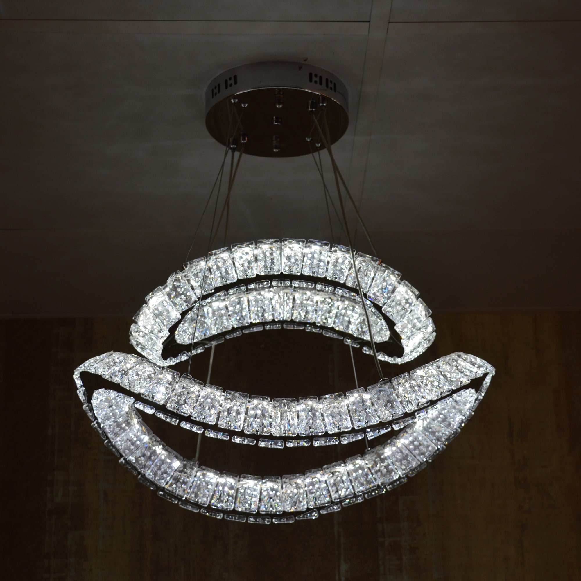 Pendant Ceiling Light-Colour Changing Dimmable with Remote Control-3014-650*650-Chrome