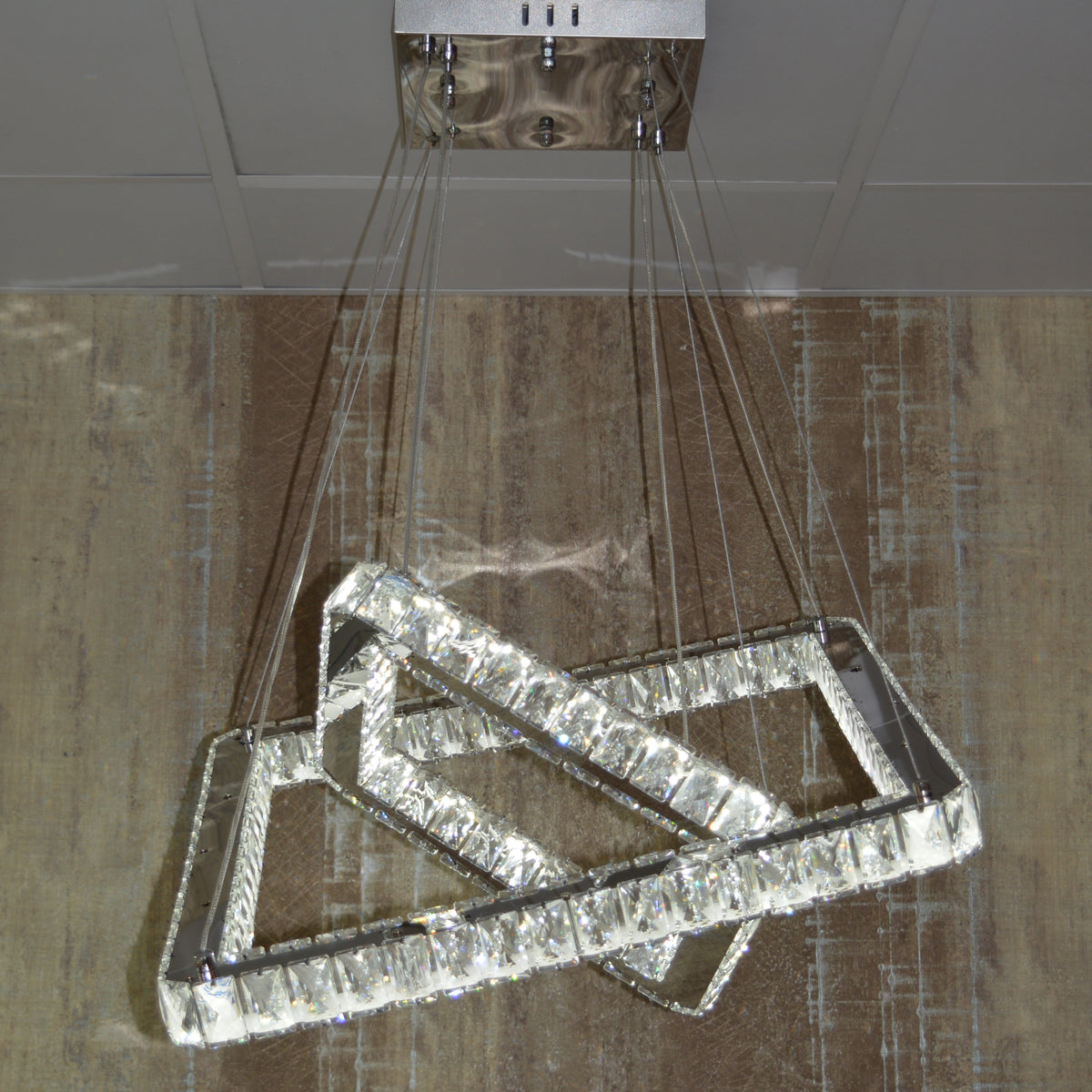 Square 2 Pendant Ceiling Light-Colour Changing Dimmable with Remote Control-20013-600+400-Chrome