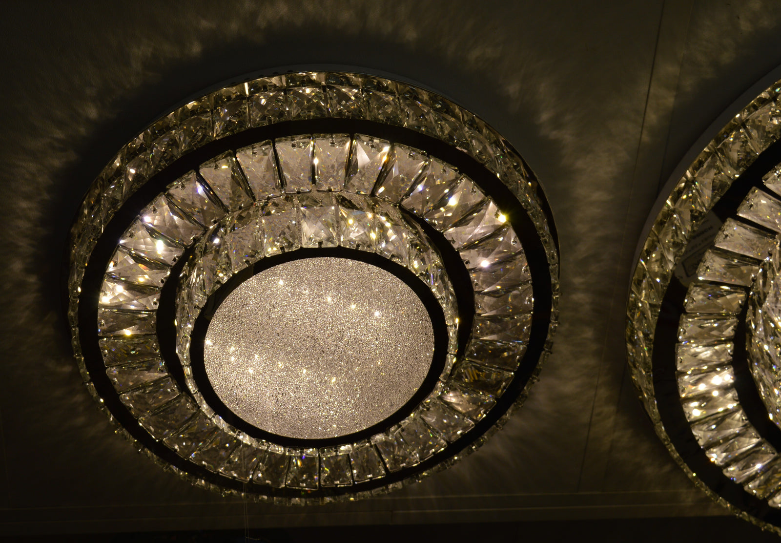Round Crystallic Flush Mount Ceiling Light-Colour Changing Dimmable with Remote Control-2248-400 & 600-Chrome