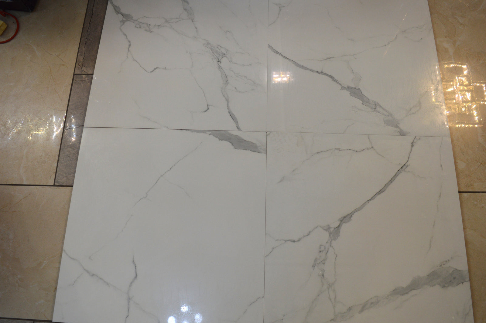 White Marble Effect Glossy Porcelain Tiles Wall & Floor Tiles-600*600*10.5mm-ELN05560S