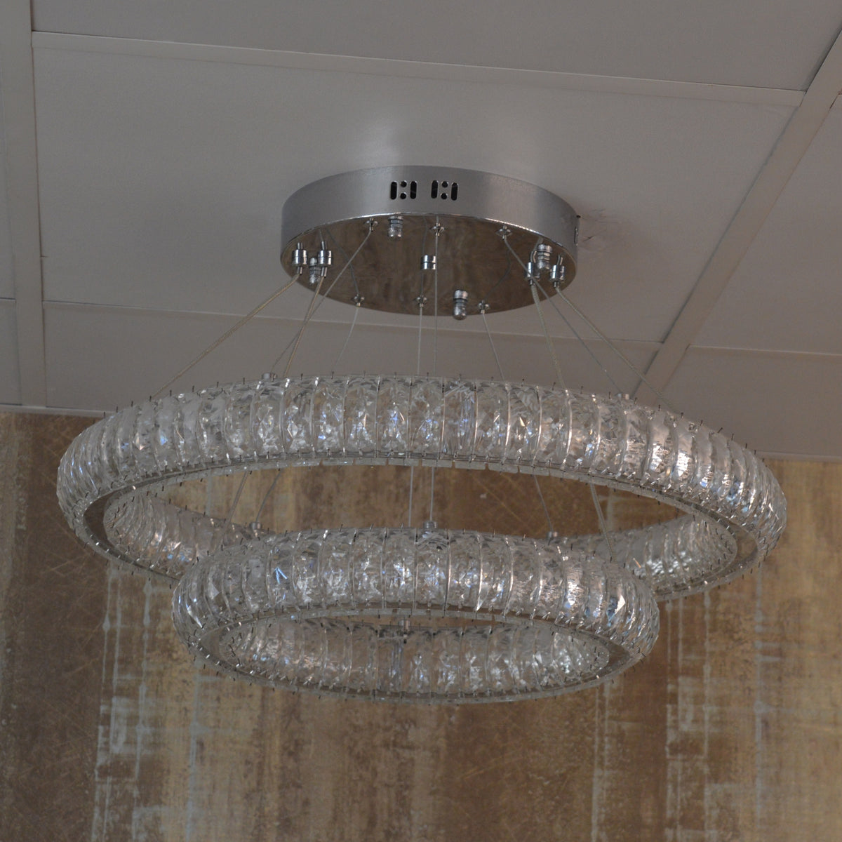 3 & 2 Rings Crystallic LED Chandeliers -Colour Changing Dimmable with Remote Control-8304-600+400 & 8304-700+500+300-Chrome