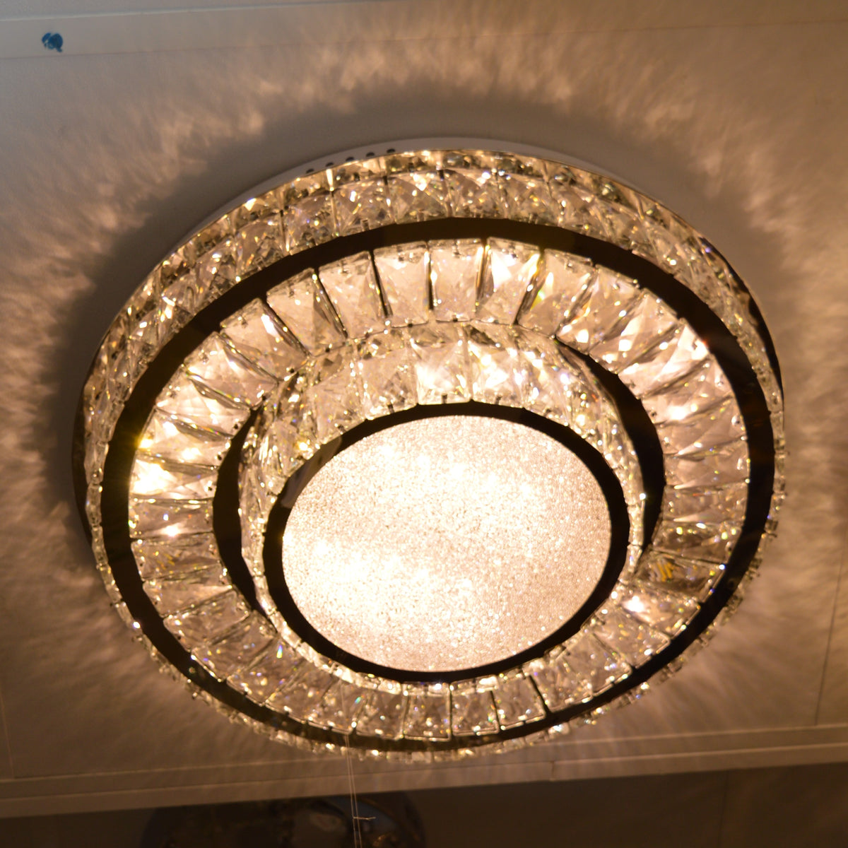 Round Crystallic Flush Mount Ceiling Light-Colour Changing Dimmable with Remote Control-2248-400 & 600-Chrome