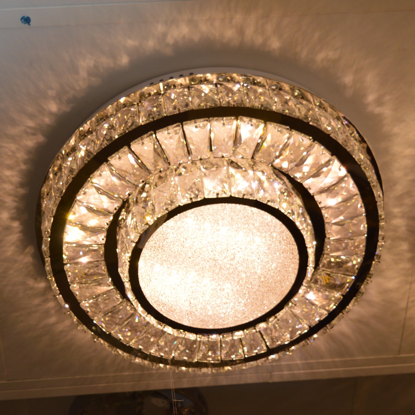 Round Crystallic Flush Mount Ceiling Light-Colour Changing Dimmable with Remote Control-2248-400 & 600-Chrome