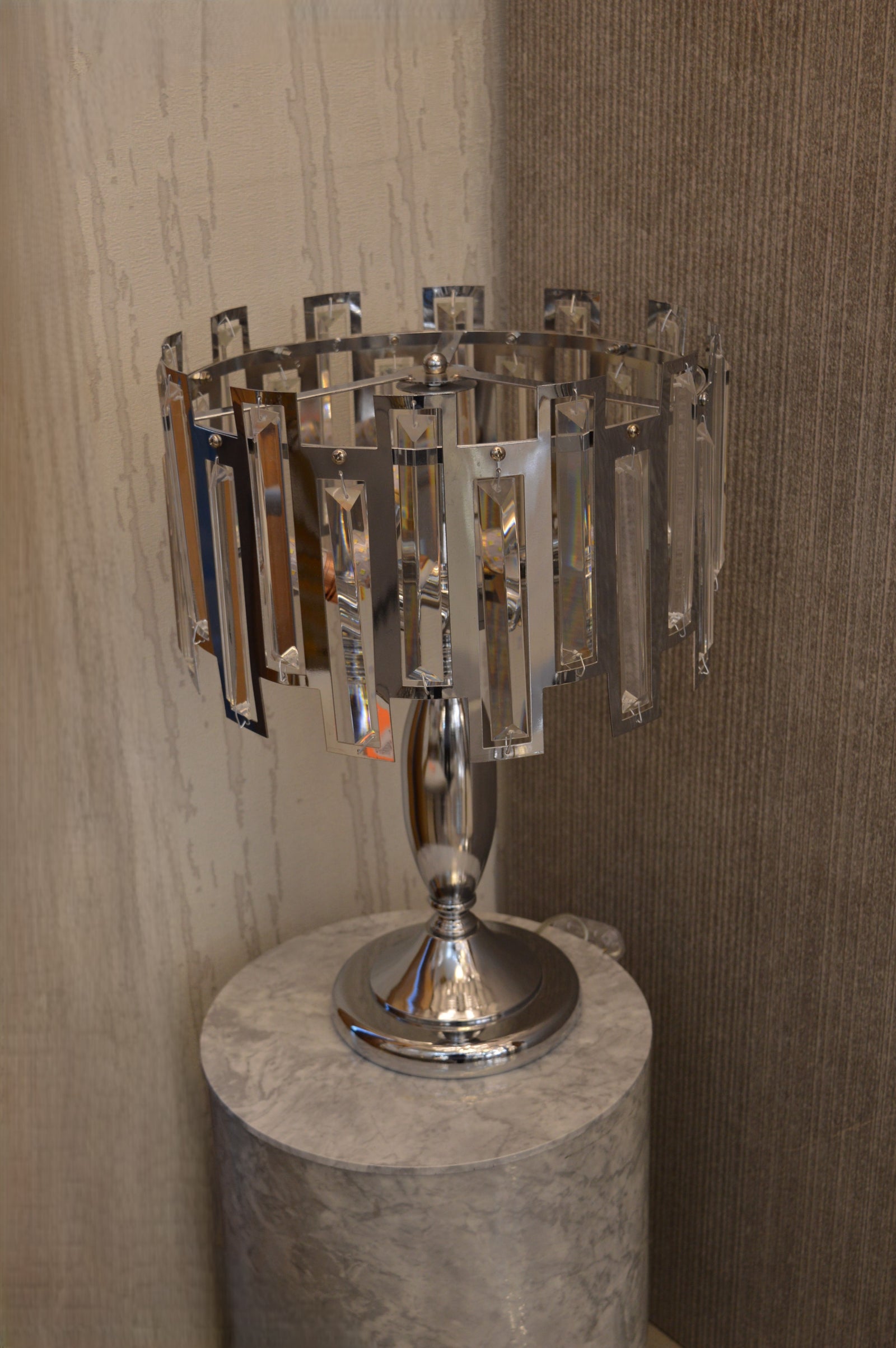 Modern Chrome Crystal Table Lamp | Luxury Bedside Desk Lamp | Home Living Room