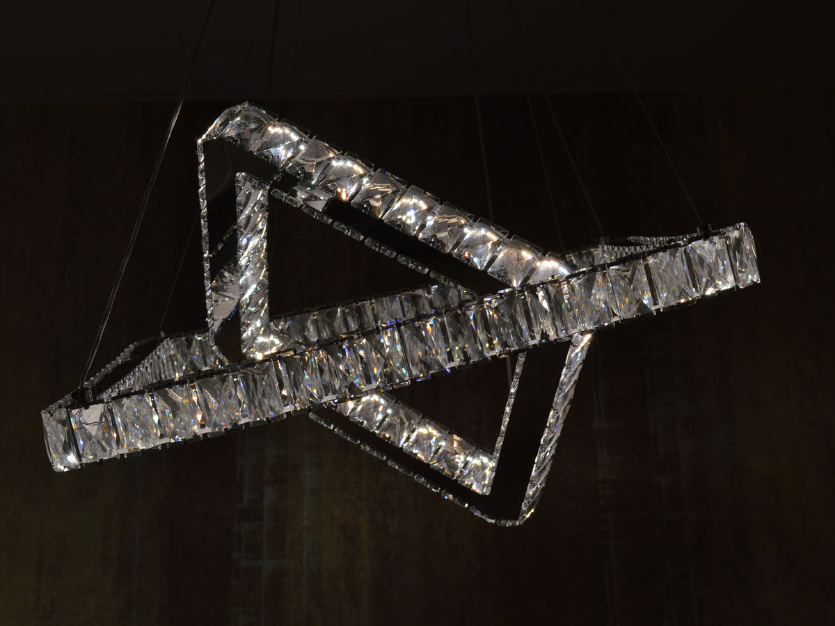 Square 2 Pendant Ceiling Light-Colour Changing Dimmable with Remote Control-20013-600+400-Chrome