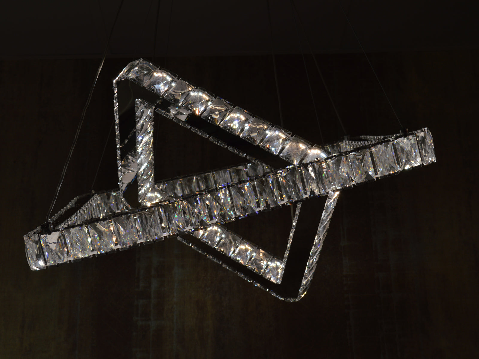 Square 2 Pendant Ceiling Light-Colour Changing Dimmable with Remote Control-20013-600+400-Chrome