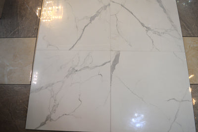 White Marble Effect Glossy Porcelain Tiles Wall & Floor Tiles-600*600*10.5mm-ELN05560S