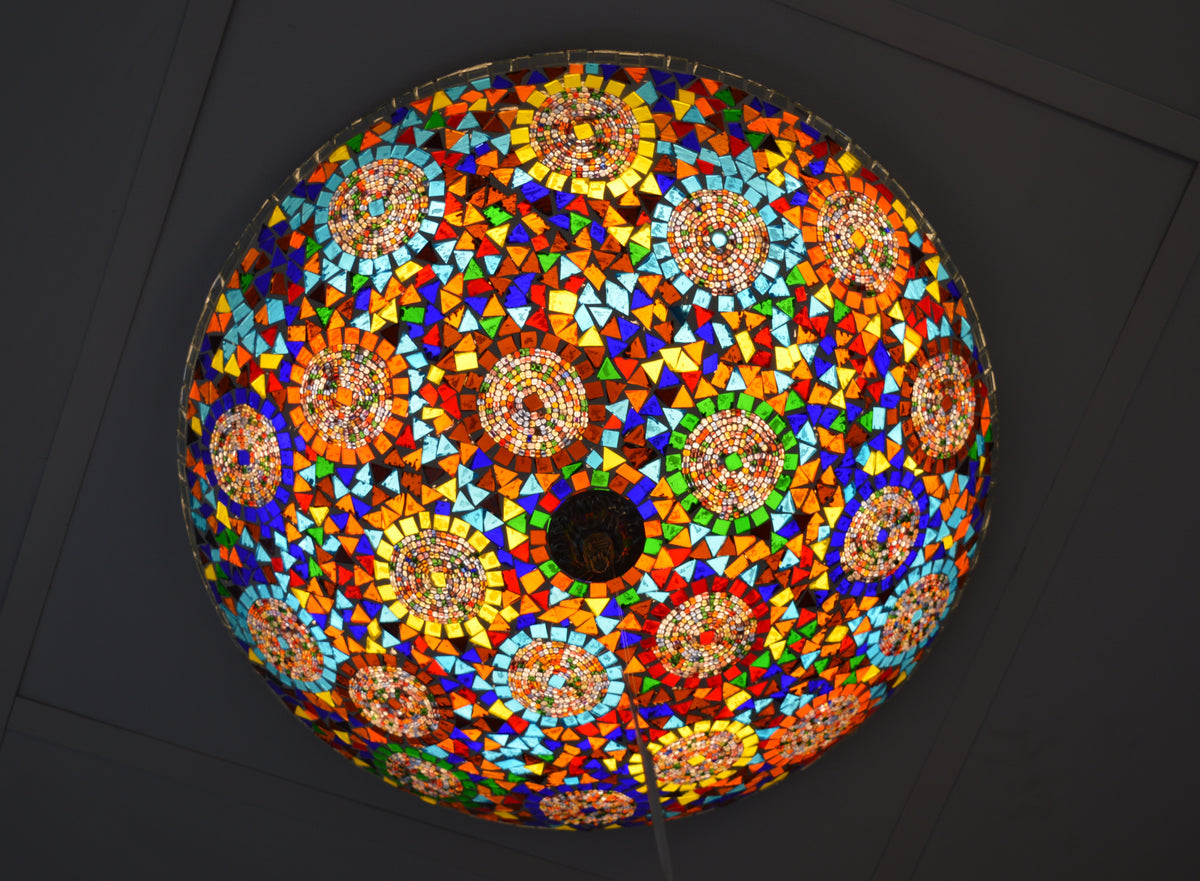 Luxury Turkish Mosaic Glass Ceiling Light Multicolour Handcrafted Mount Light