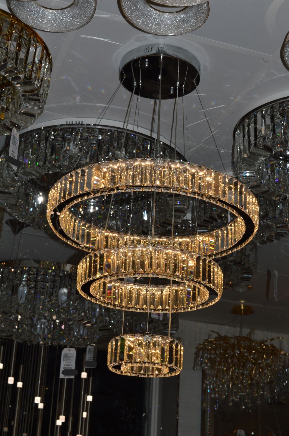 Luxury Modern Crystal Ring Chandelier Ceiling Light – Multi-Tier LED Pendant