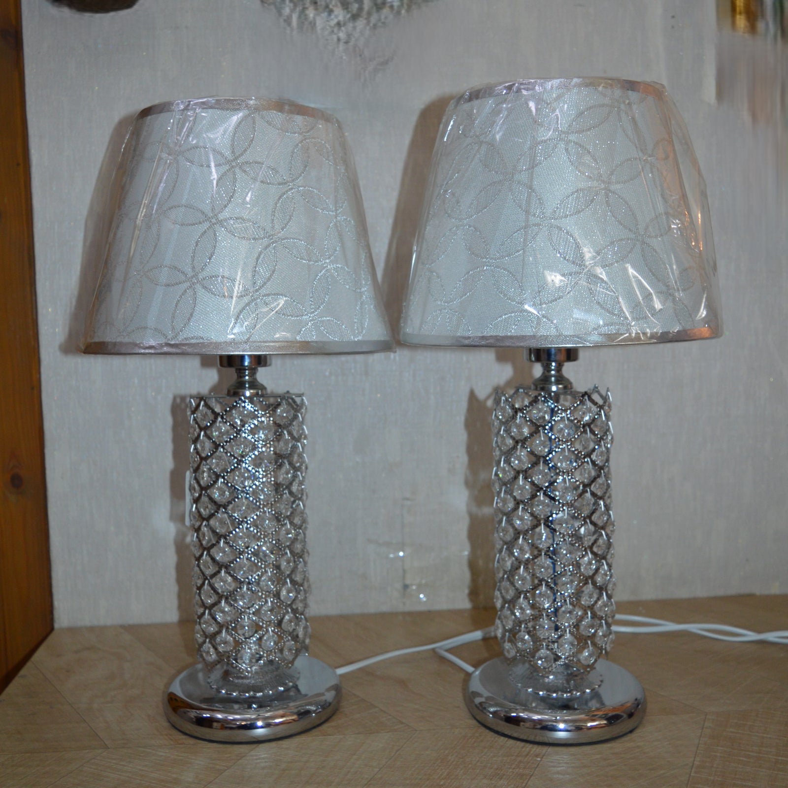 Luxury Crystal Column Table Lamps with Fabric Shades