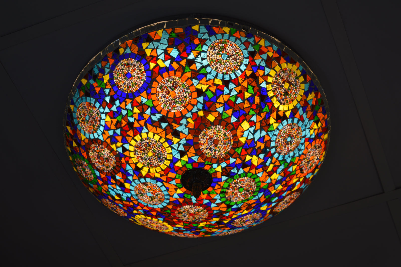 Luxury Turkish Mosaic Glass Ceiling Light Multicolour Handcrafted Mount Light