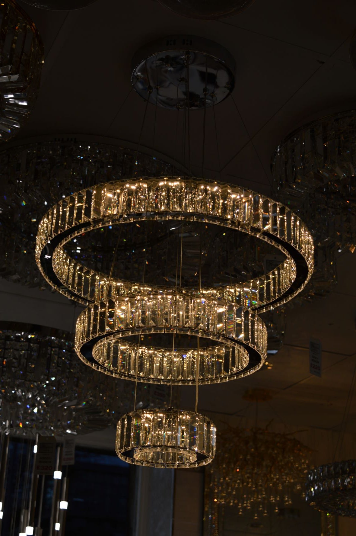 Luxury Modern Crystal Ring Chandelier Ceiling Light – Multi-Tier LED Pendant