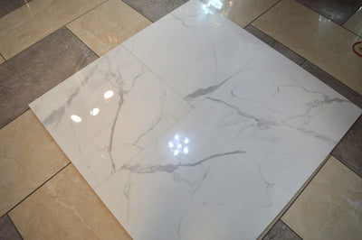 White Marble Effect Glossy Porcelain Tiles Wall & Floor Tiles-600*600*10.5mm-ELN05560S