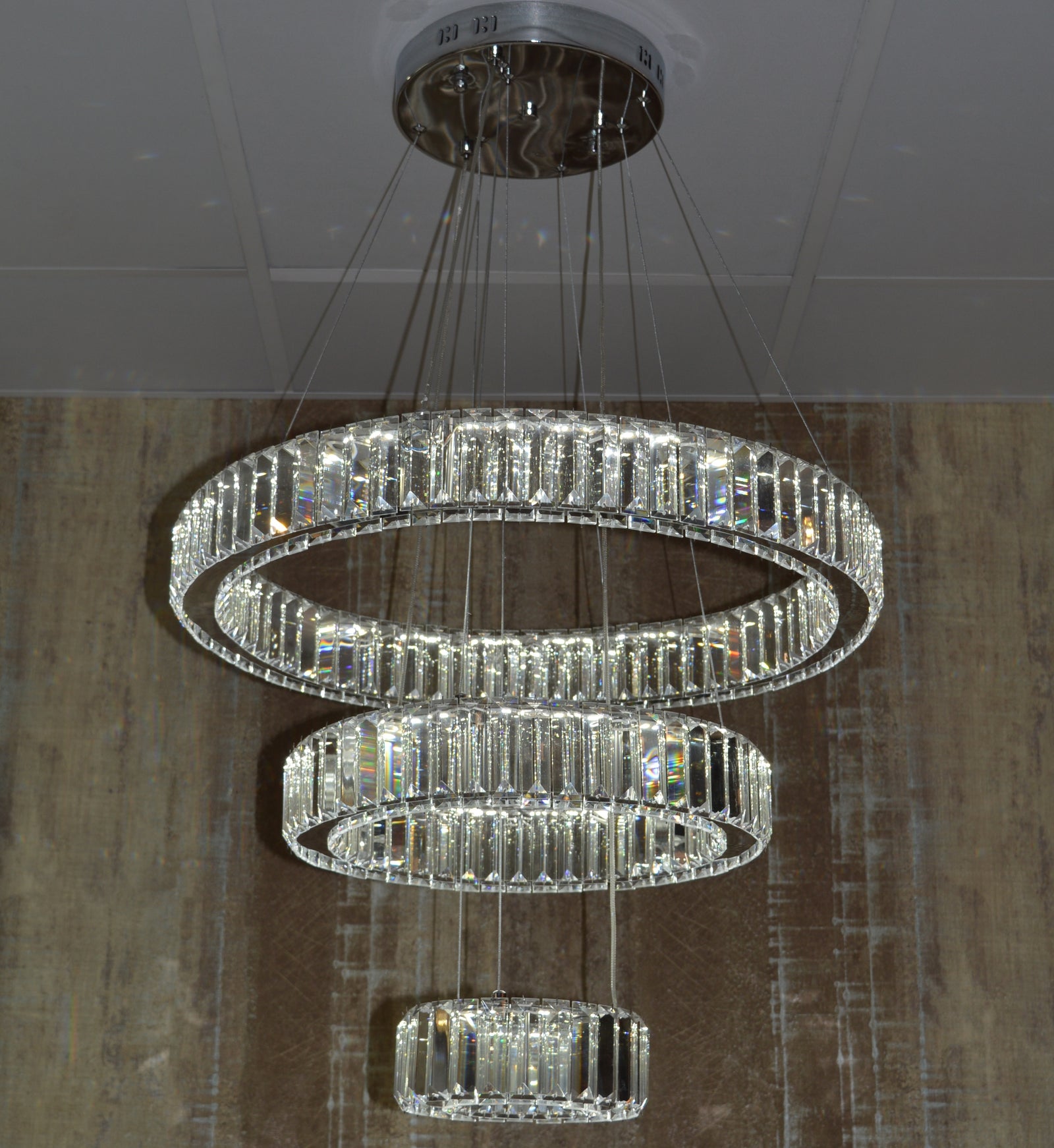 Luxury Modern Crystal Ring Chandelier Ceiling Light – Multi-Tier LED Pendant