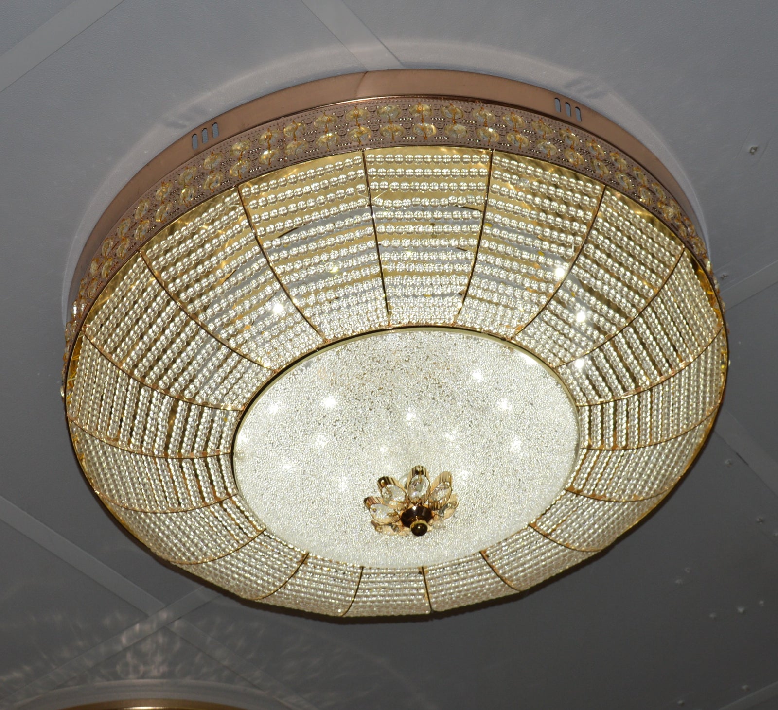 Luxury Crystal LED Flush Ceiling Light Gold Frame – 03 Colour Changing - 02 Size