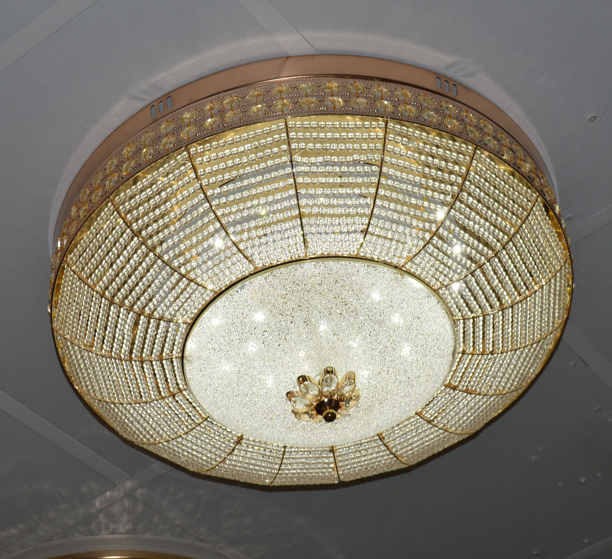 LED Crystallic Flushmount Ceiling Light with colour changing features- 9181-800 & 600 Gold/Chrome