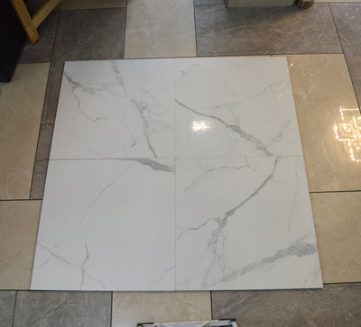 White Marble Effect Glossy Porcelain Tiles Wall & Floor Tiles-600*600*10.5mm-ELN05560S