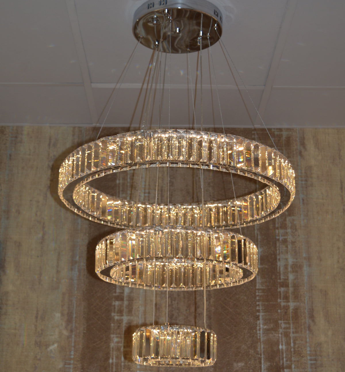 Luxury Modern Crystal Ring Chandelier Ceiling Light – Multi-Tier LED Pendant