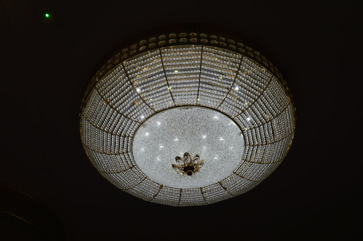 LED Crystallic Flushmount Ceiling Light with colour changing features- 9181-800 & 600 Gold/Chrome