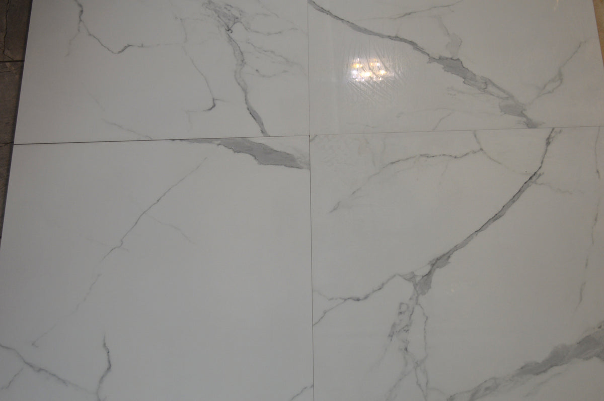 White Marble Effect Glossy Porcelain Tiles Wall & Floor Tiles-600*600*10.5mm-ELN05560S