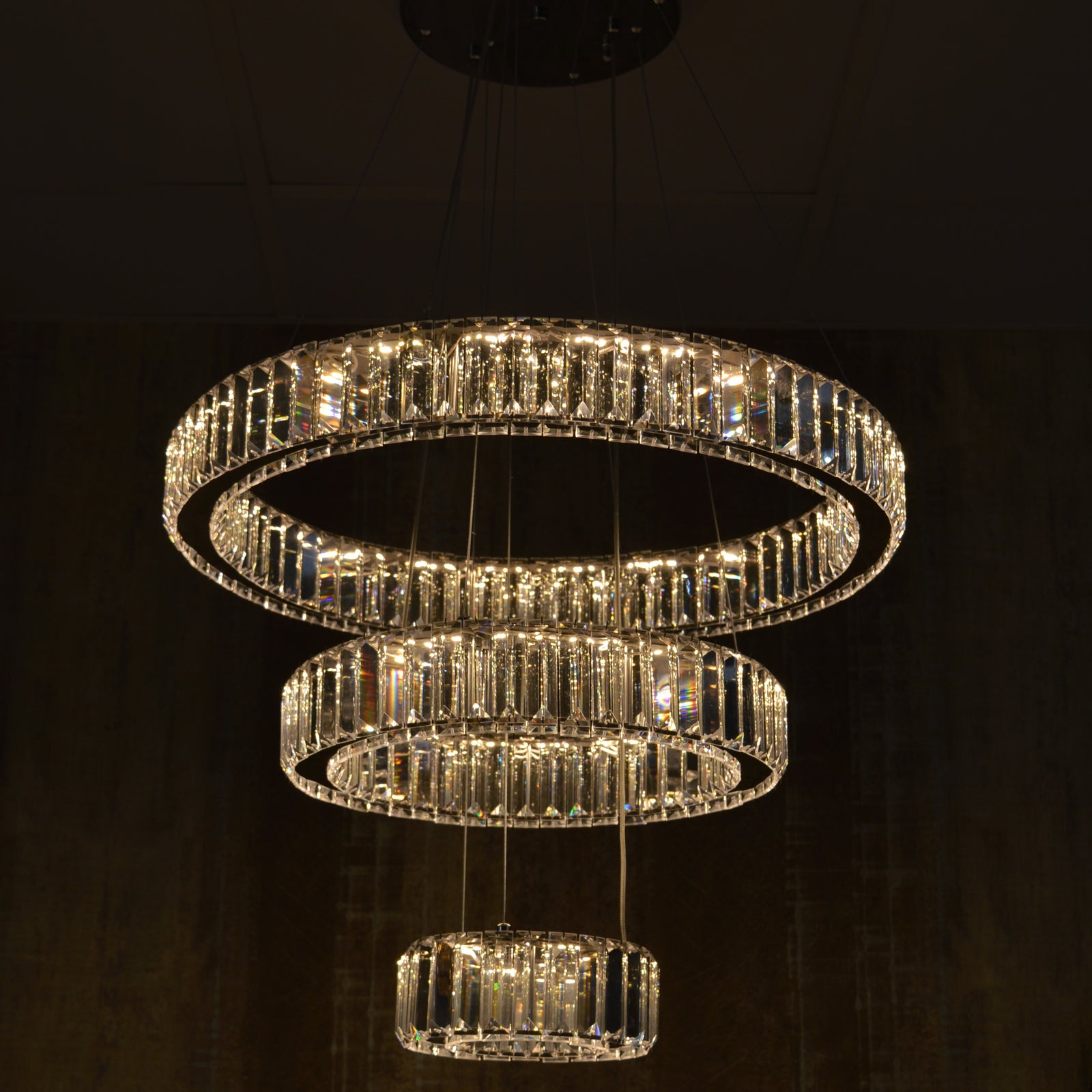 Luxury Modern Crystal Ring Chandelier Ceiling Light – Multi-Tier LED Pendant