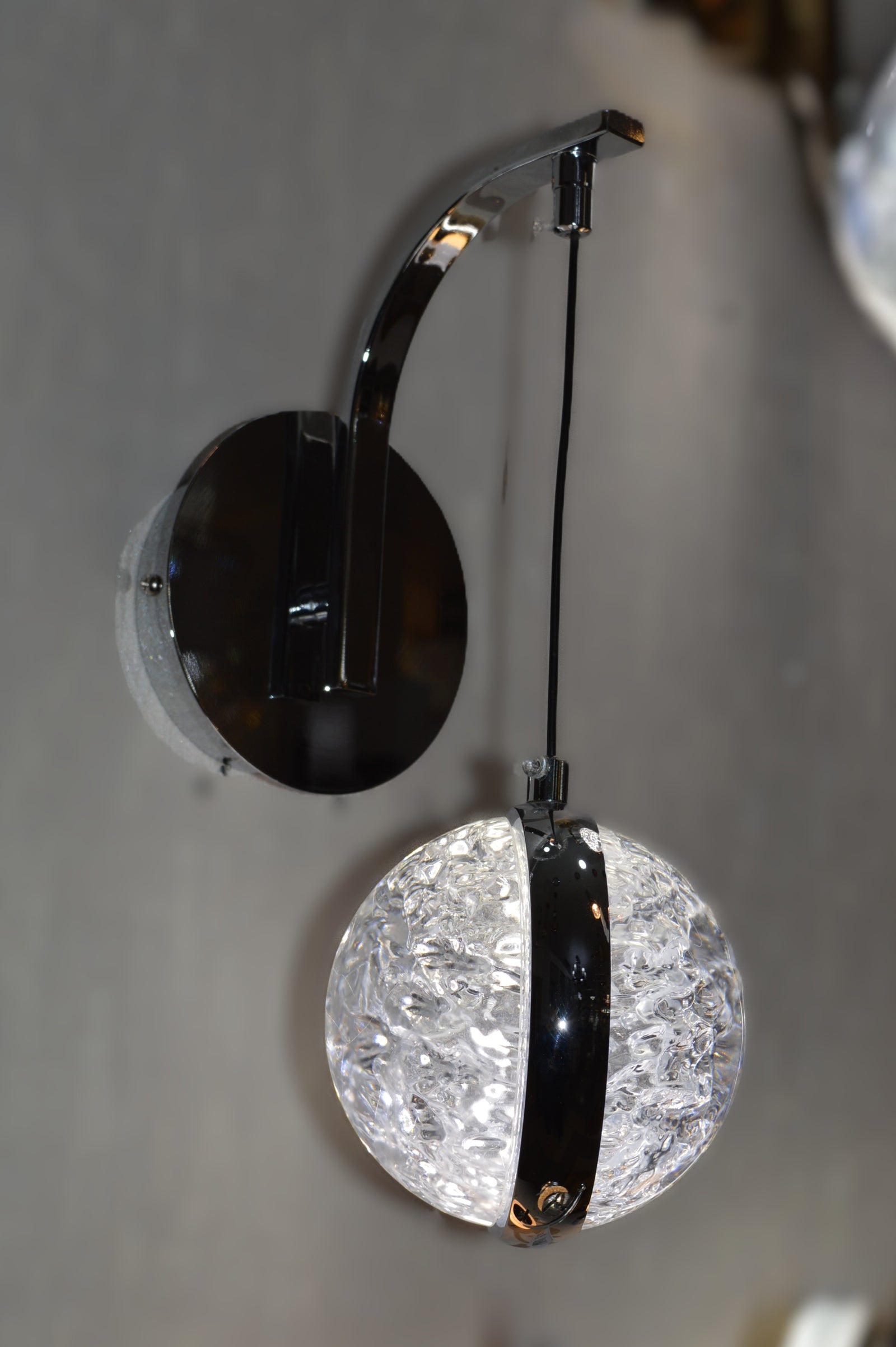 Wall Lights with Hanging Glass LED Shade – available in Gold & Chrome-2317