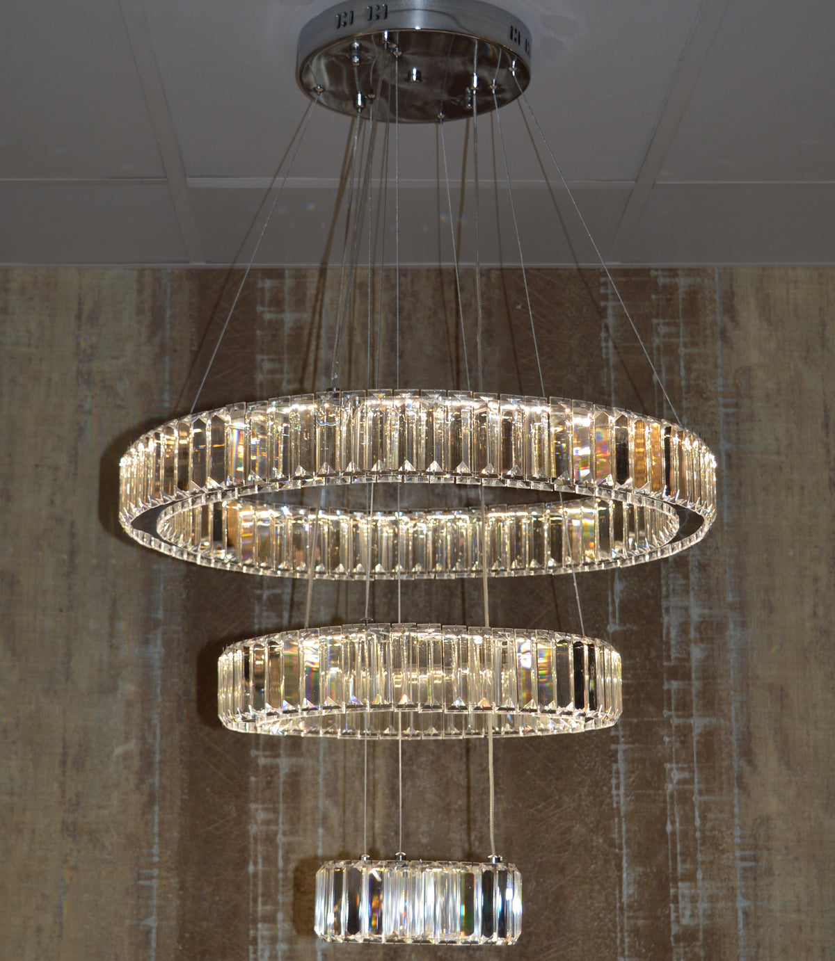 Luxury Modern Crystal Ring Chandelier Ceiling Light – Multi-Tier LED Pendant