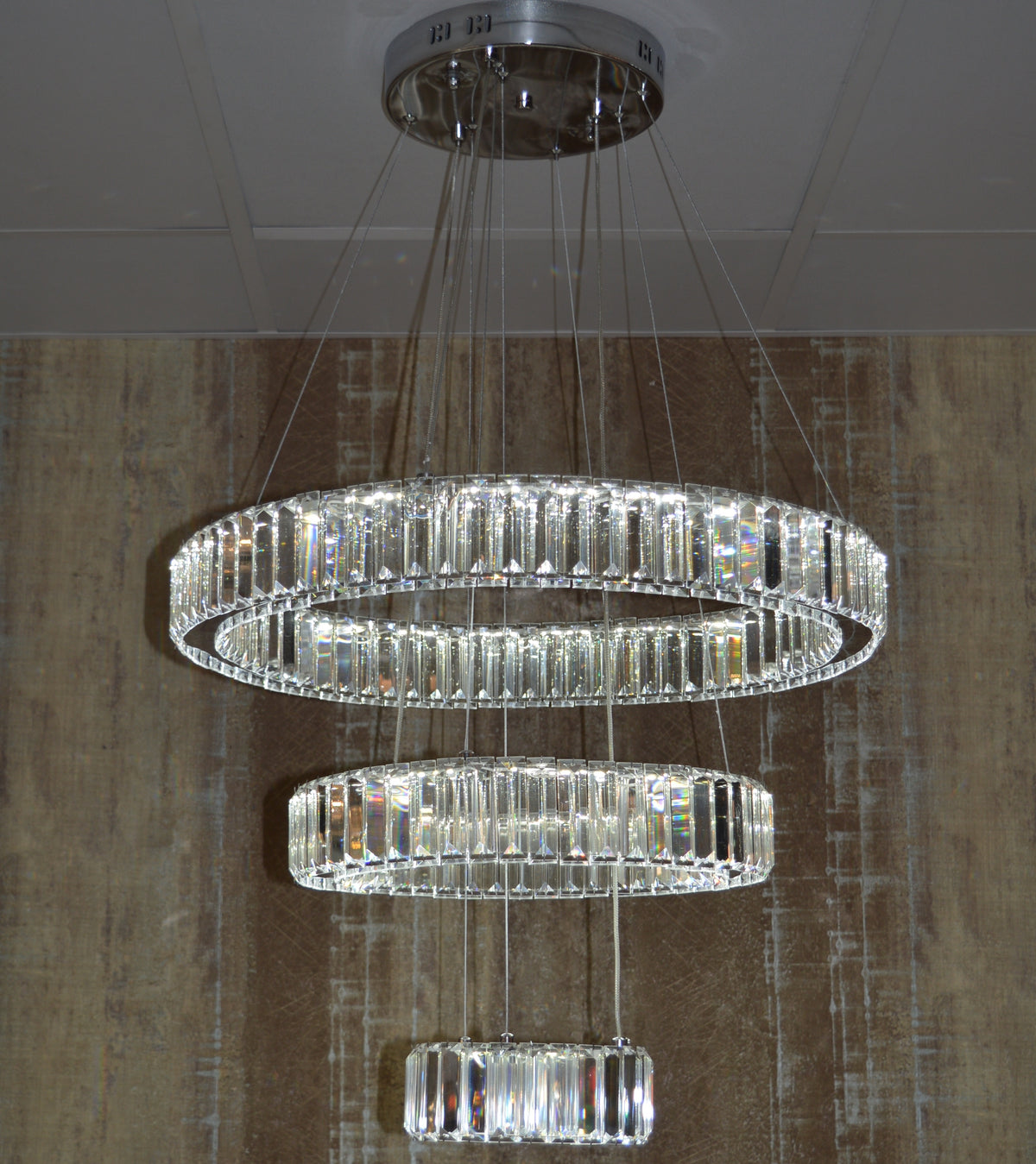 Luxury Modern Crystal Ring Chandelier Ceiling Light – Multi-Tier LED Pendant