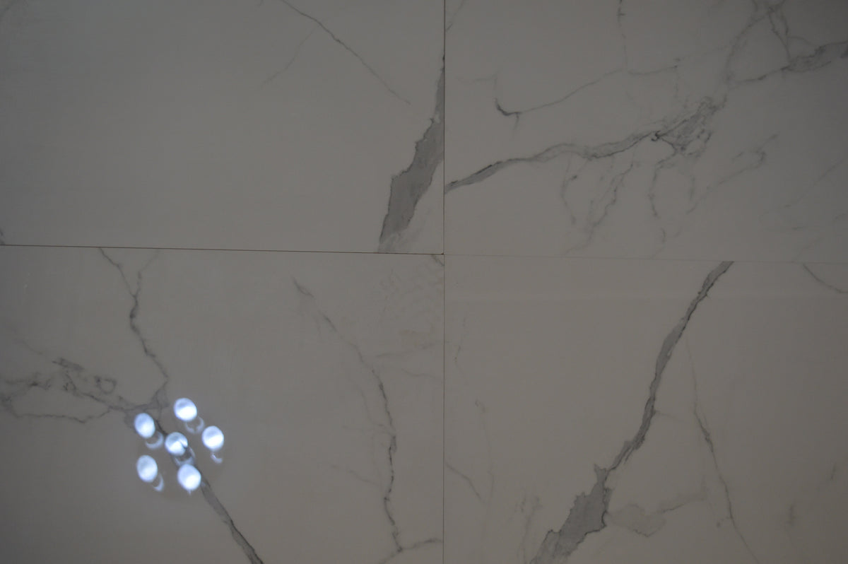 White Marble Effect Glossy Porcelain Tiles Wall & Floor Tiles-600*600*10.5mm-ELN05560S