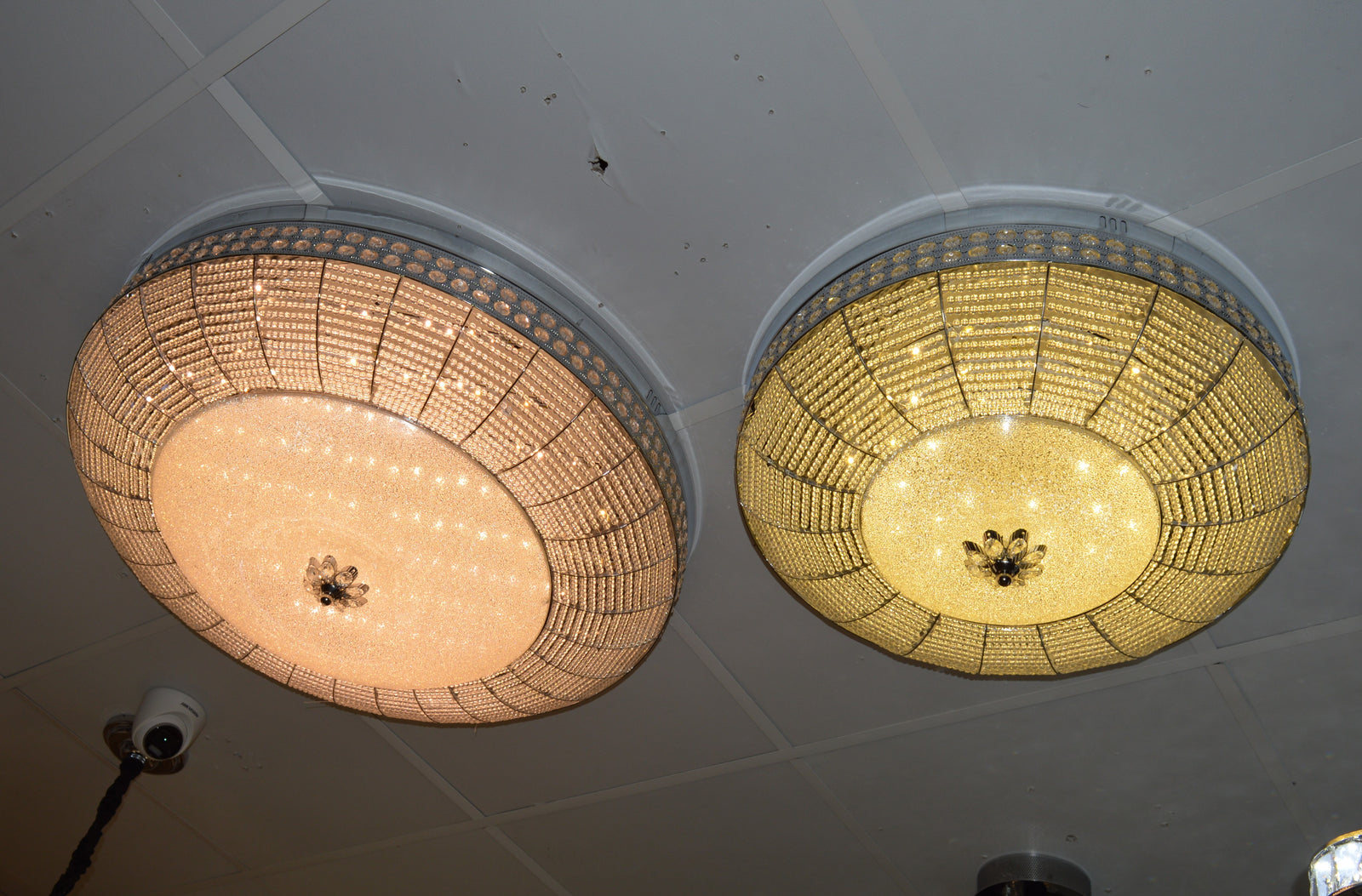 LED Crystallic Flushmount Ceiling Light with colour changing features- 9181-800 & 600 Gold/Chrome