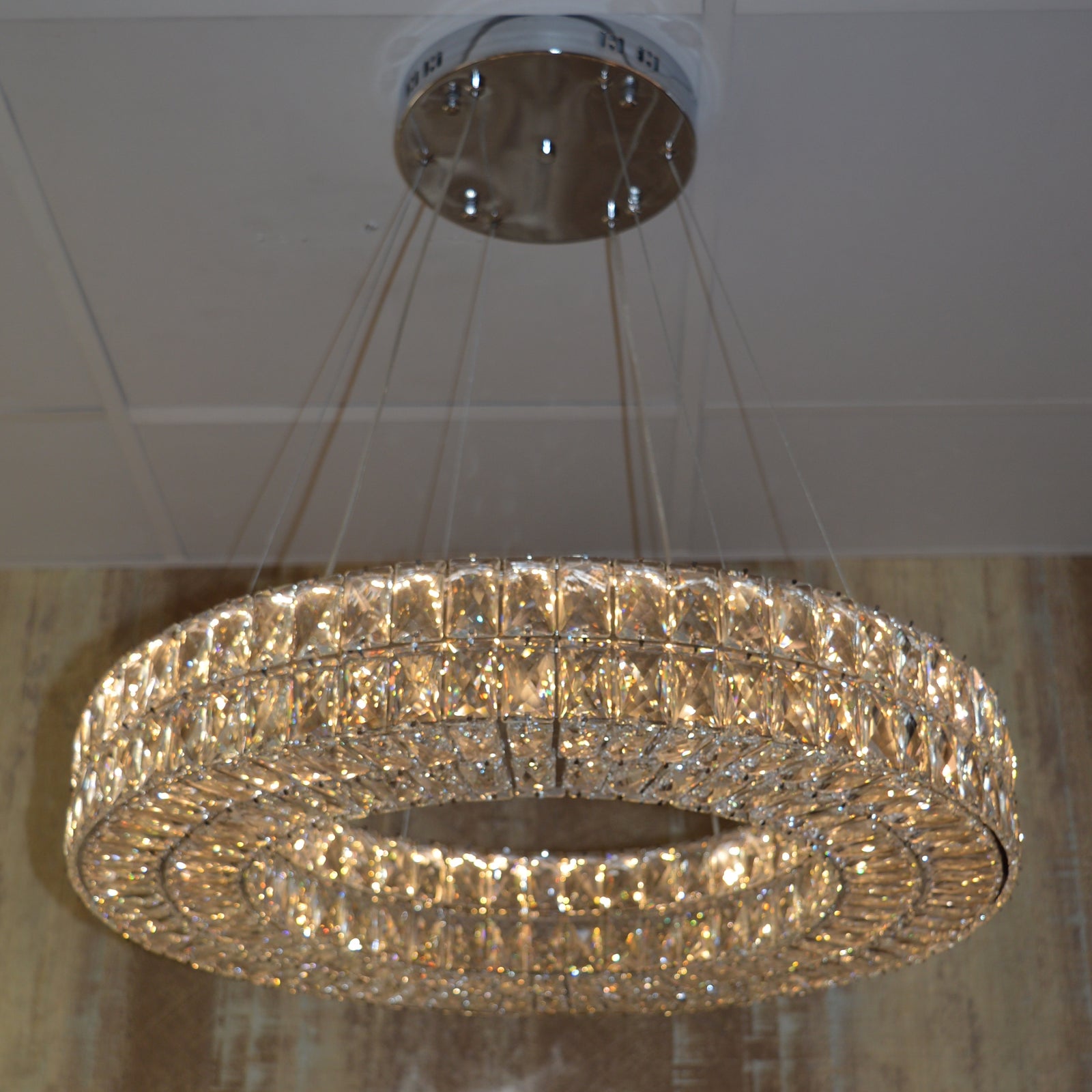 Crystal LED Wheel Pendant Ceiling Light-Colour Changing Dimmable with Remote Control-202134-650chrome