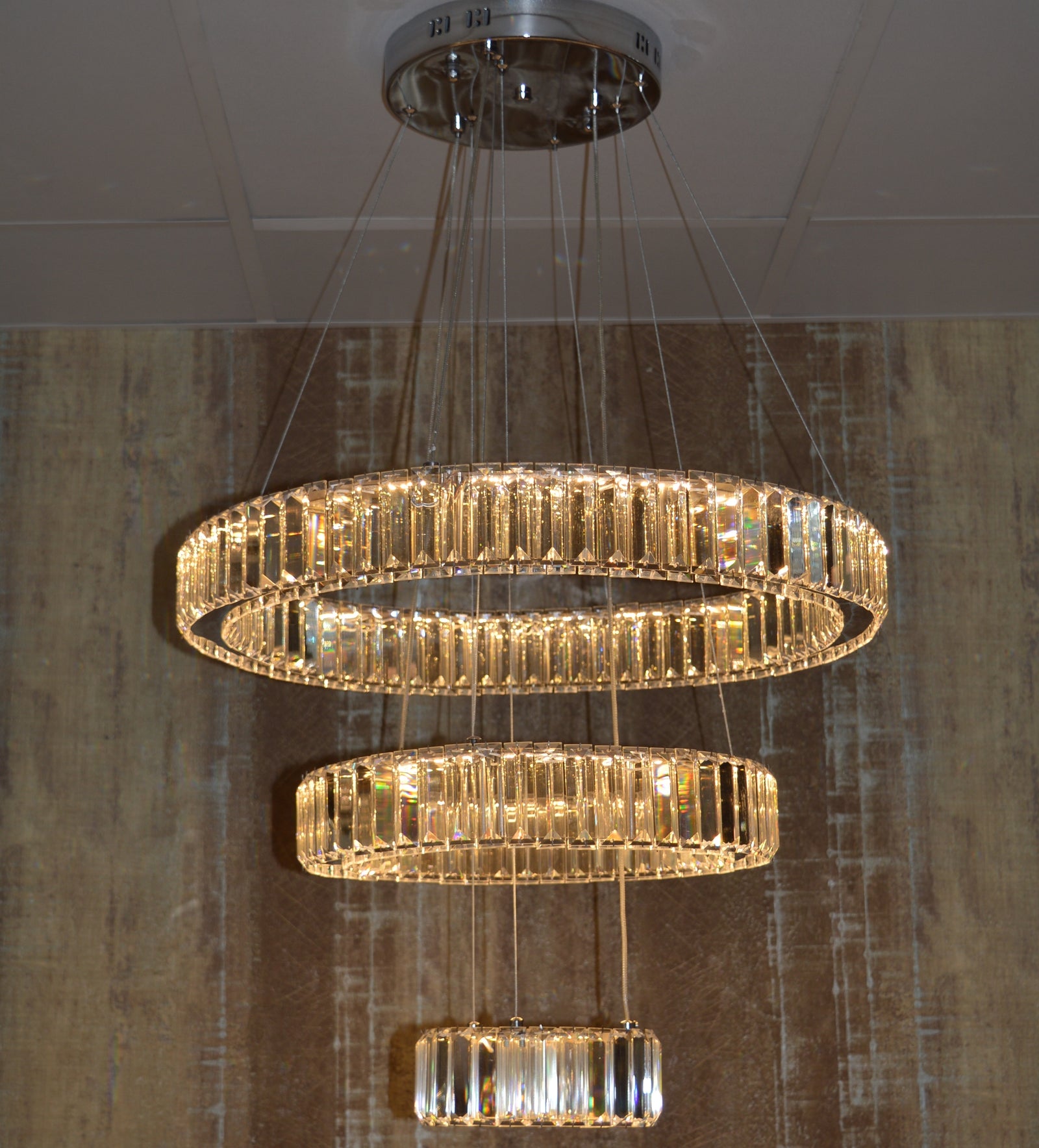 Luxury Modern Crystal Ring Chandelier Ceiling Light – Multi-Tier LED Pendant