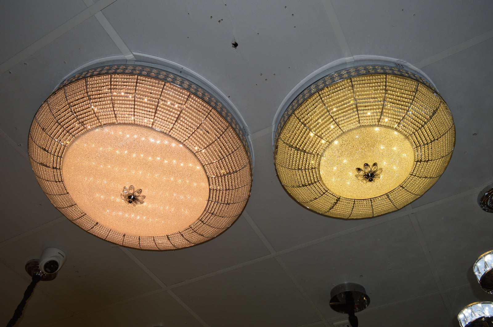 LED Crystallic Flushmount Ceiling Light with colour changing features- 9181-800 & 600 Gold/Chrome