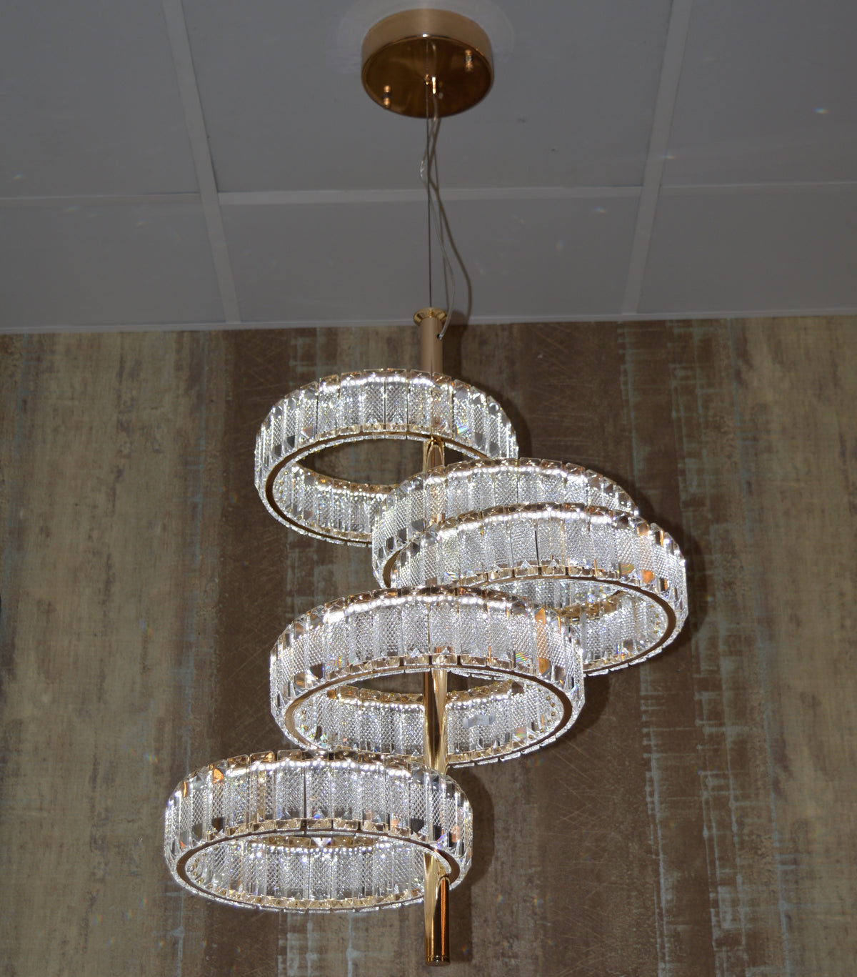 5 Tier Crystal LED Pendant Ceiling Light-color changing & dimmer feature with remote control –Y608-400+600