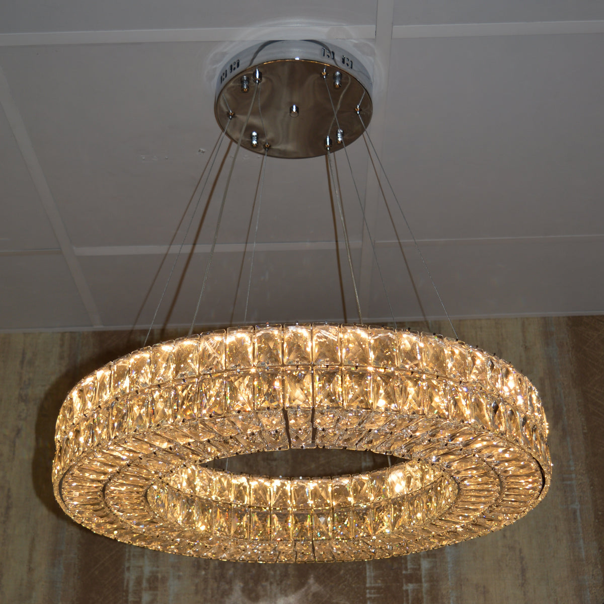 Crystal LED Wheel Pendant Ceiling Light-Colour Changing Dimmable with Remote Control-202134-650chrome