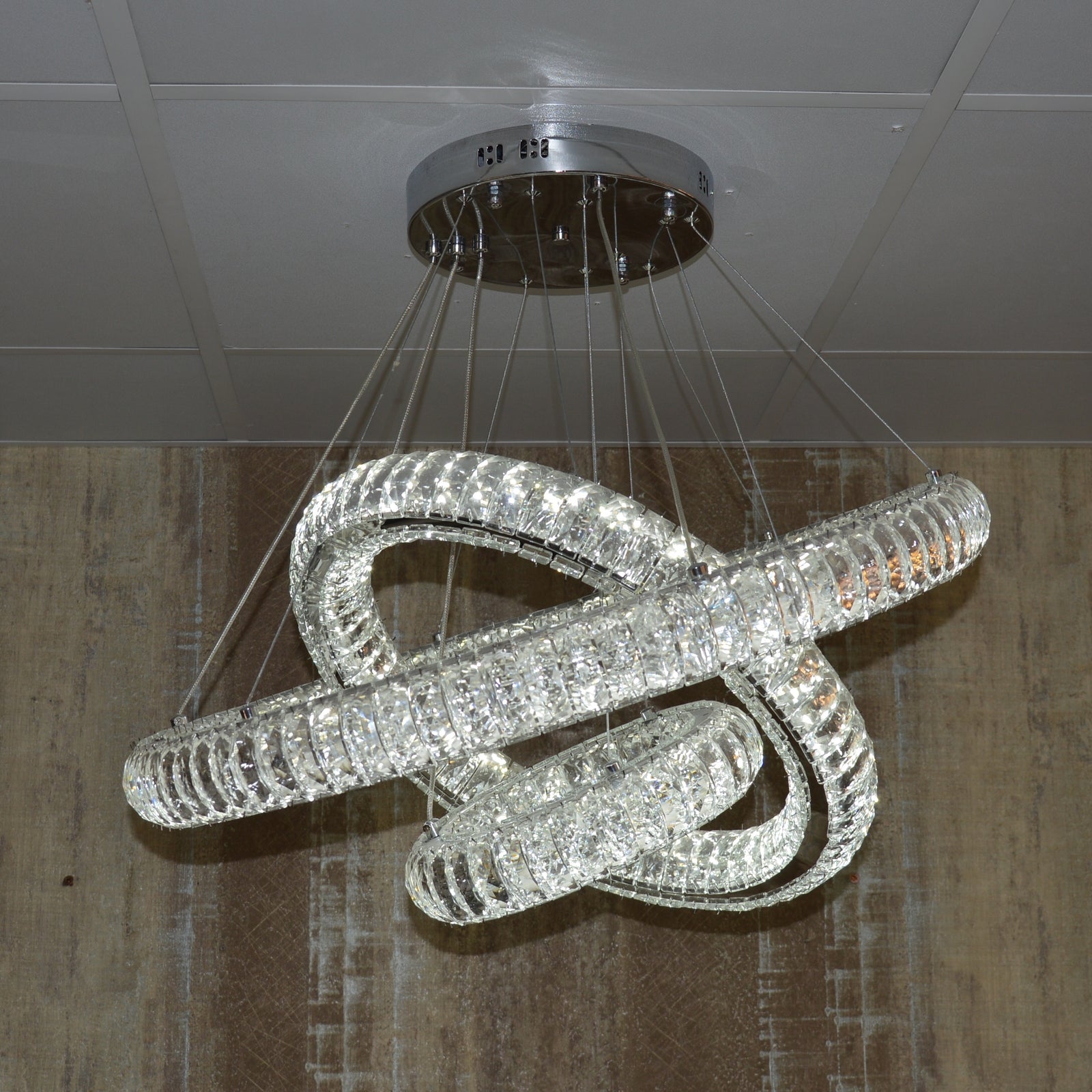 Luxury Modern LED Crystal Ring Chandelier Ceiling Light – Adjustable Pendant