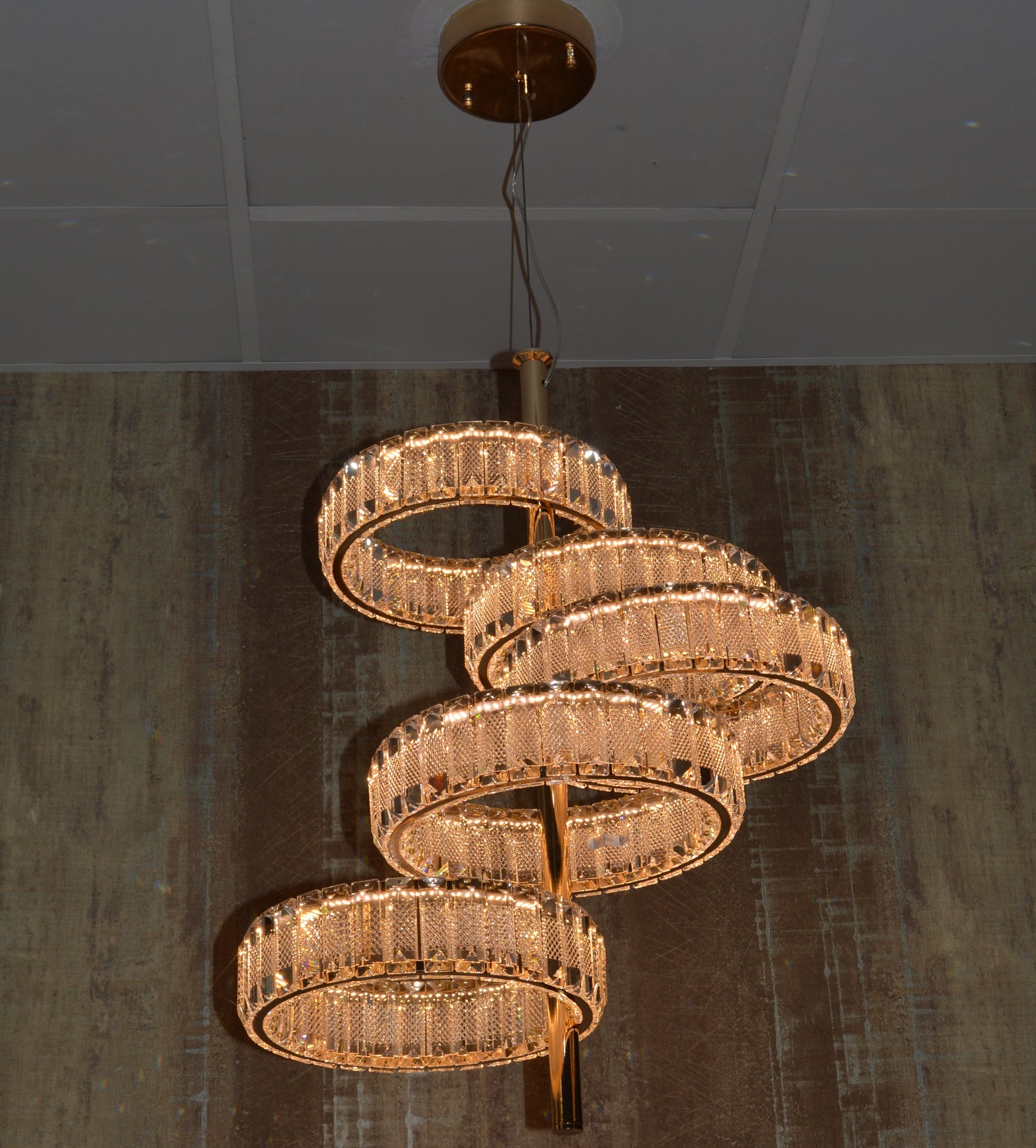 5 Tier Crystal LED Pendant Ceiling Light-color changing & dimmer feature with remote control –Y608-400+600