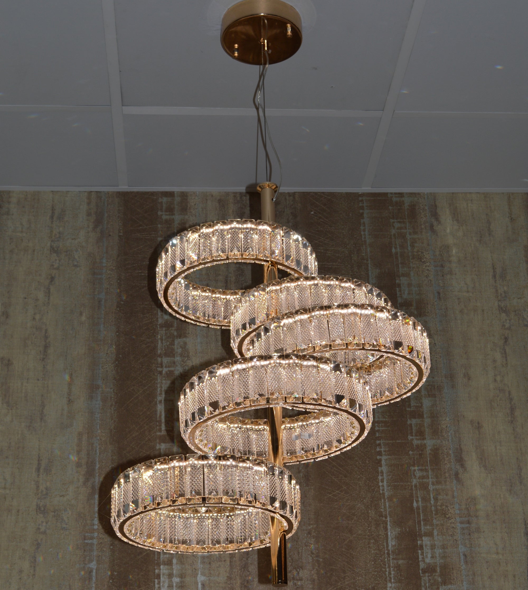 Modern Crystal Pendant Ceiling Light-colour changing brightness adjustment feature-remote control- with matching Floor & Table Lamps –Y608-400+600