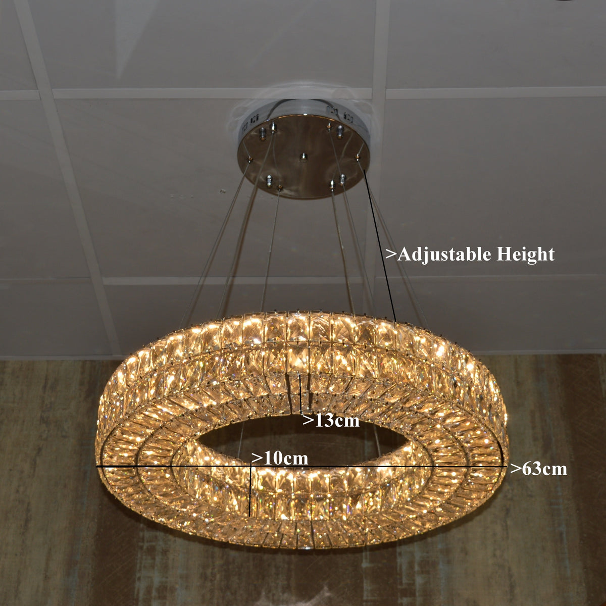 Crystal LED Wheel Pendant Ceiling Light-Colour Changing Dimmable with Remote Control-202134-650chrome