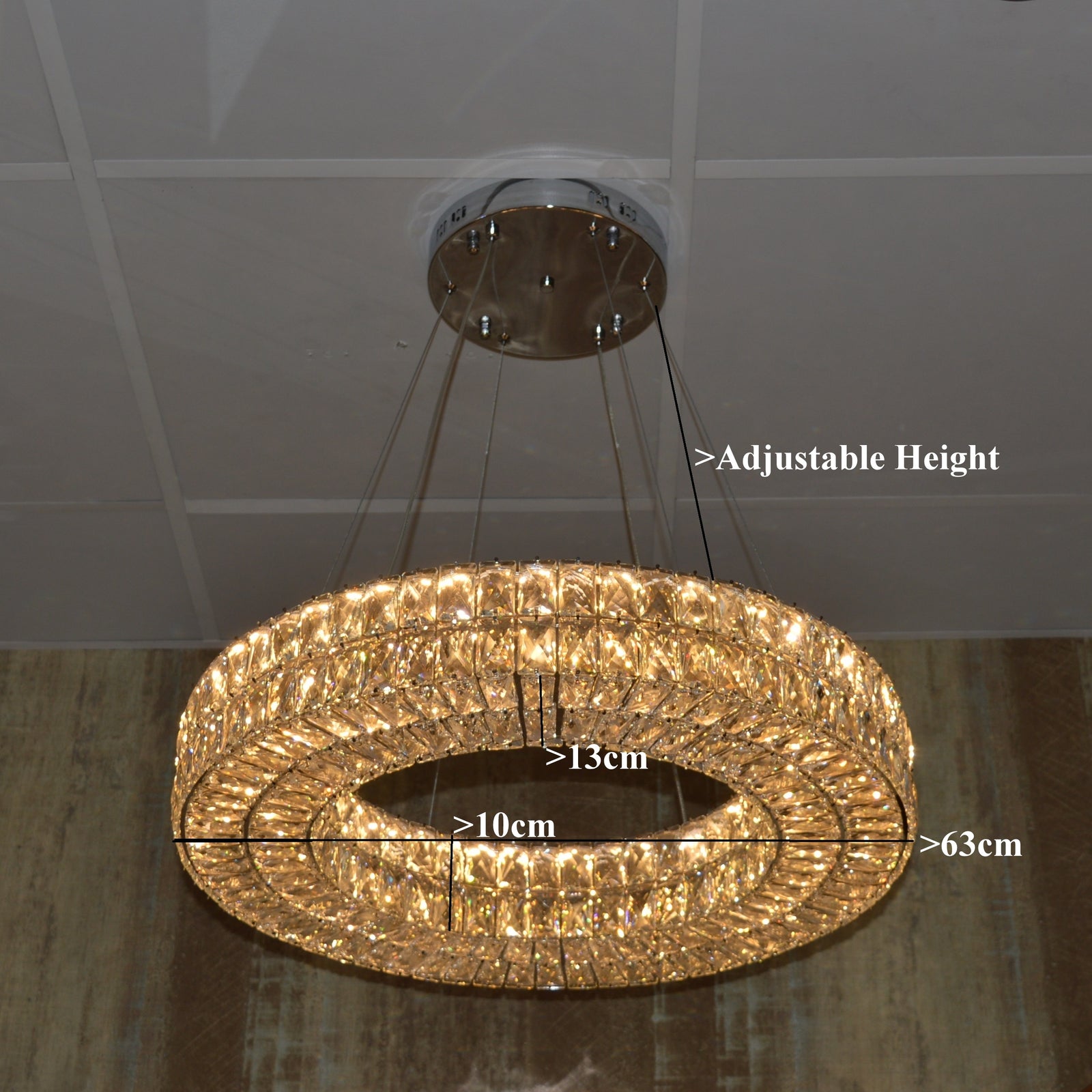 Crystal LED Wheel Pendant Ceiling Light-Colour Changing Dimmable with Remote Control-202134-650chrome
